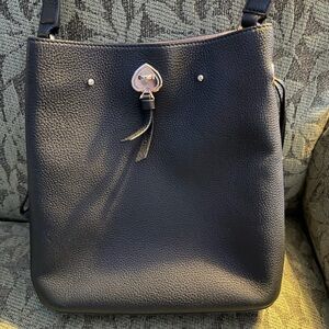 kate spade Black Pebbled Leather Shoulder Bag with Heart Accent
